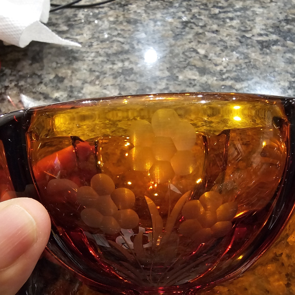 Amber and Red Glass Bowl